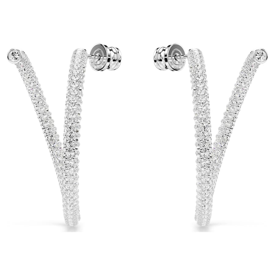 ARETES SWAROVSKI DEXTERA TALLA REDONDA, BLANCO, BAÑO DE RODIO