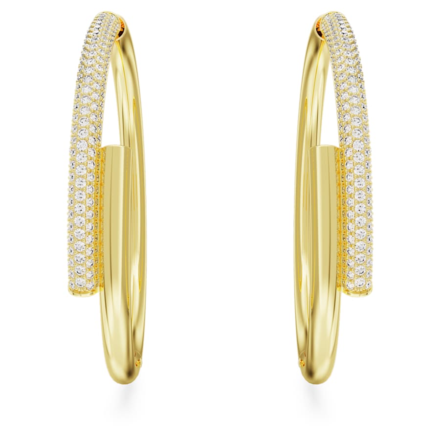 ARETES SWAROVSKI  DEXTERA BLANCO, BAÑO TONO ORO