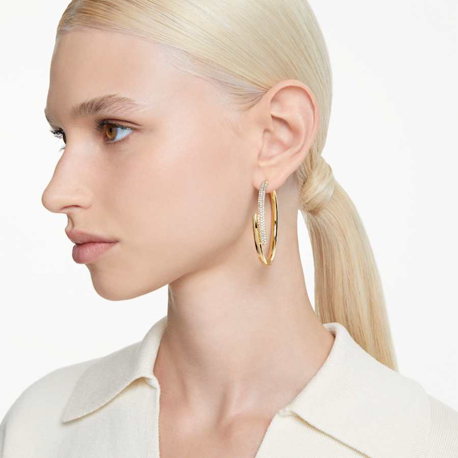 ARETES SWAROVSKI DEXTERA BLANCO, BAÑO TONO ORO