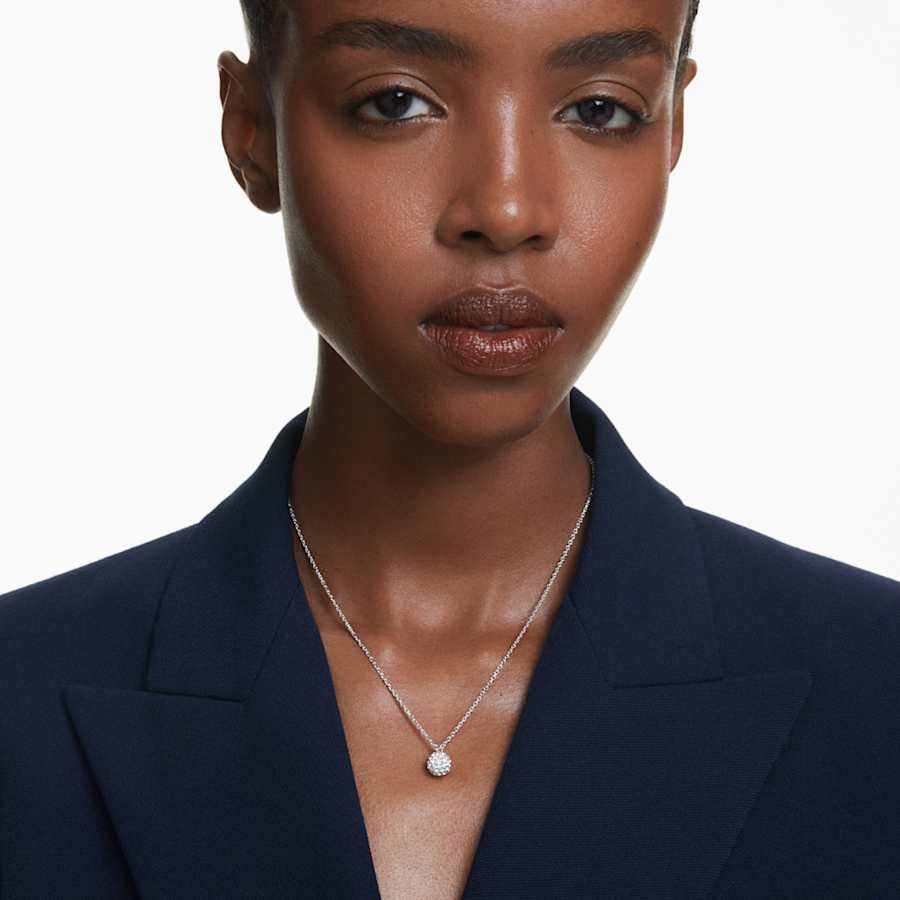 COLLAR SWAROVSKI DEXTERA TALLA REDONDA, ESFERA, BLANCO, BAÑO DE RODIO