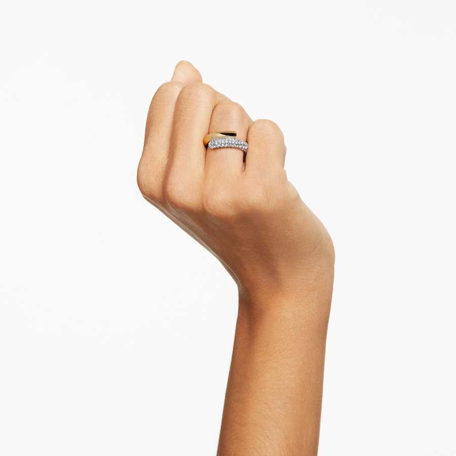 ANILLO SWAROVSKI DEXTERA BLANCO, BAÑO TONO ORO, TALLA 55