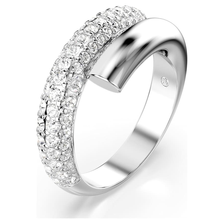 ANILLO SWAROVSKI DEXTERA BLANCO, BAÑO DE RODIO, TALLA 58