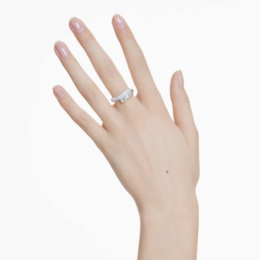 ANILLO SWAROVSKI DEXTERA BLANCO, BAÑO DE RODIO, TALLA 58