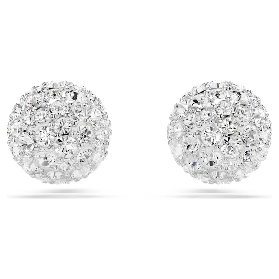 ARETES SWAROVSKI DEXTERA TALLA REDONDA, ESFERA, BLANCO, BAÑO DE RODIO
