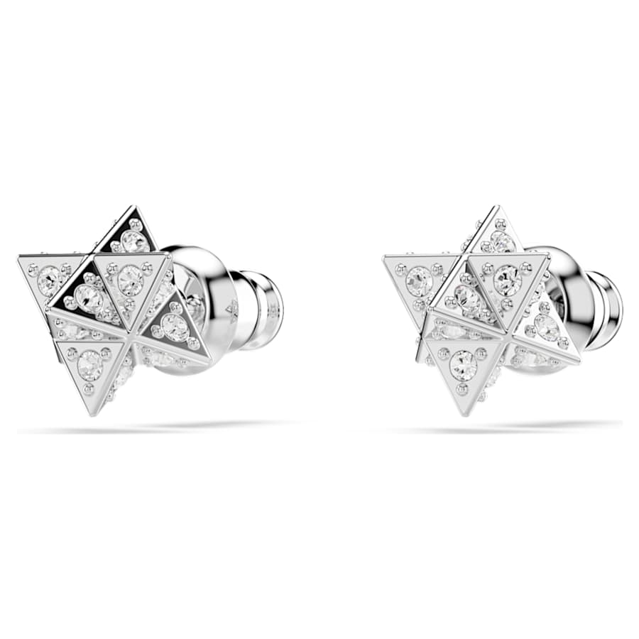 ARETES SWAROVSKI DEXTERA TALLA REDONDA, ESTRELLA, BLANCO, BAÑO DE RODIO