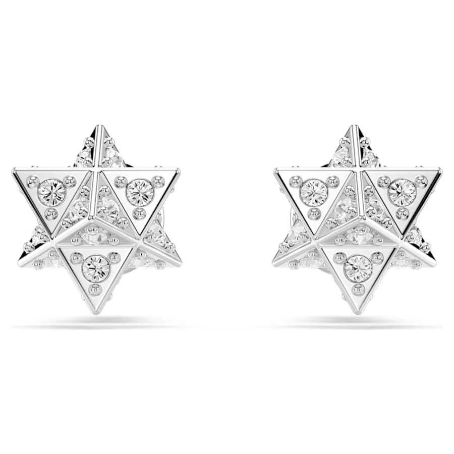 ARETES SWAROVSKI DEXTERA TALLA REDONDA, ESTRELLA, BLANCO, BAÑO DE RODIO