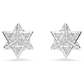 ARETES SWAROVSKI  DEXTERA TALLA REDONDA, ESTRELLA, BLANCO, BAÑO DE RODIO