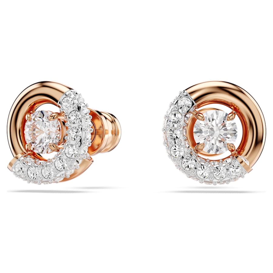 ARETES SWAROVSKI DEXTERA TALLA REDONDA, BLANCO, BAÑO TONO ORO ROSA