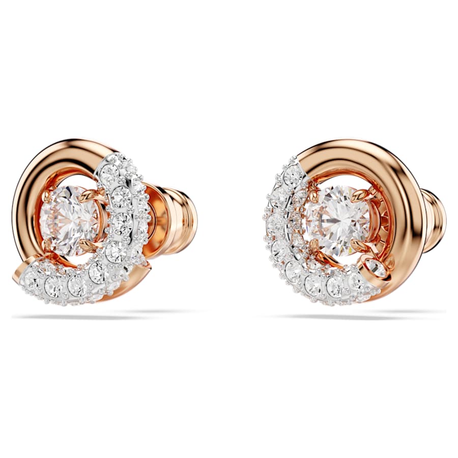 ARETES SWAROVSKI DEXTERA TALLA REDONDA, BLANCO, BAÑO TONO ORO ROSA