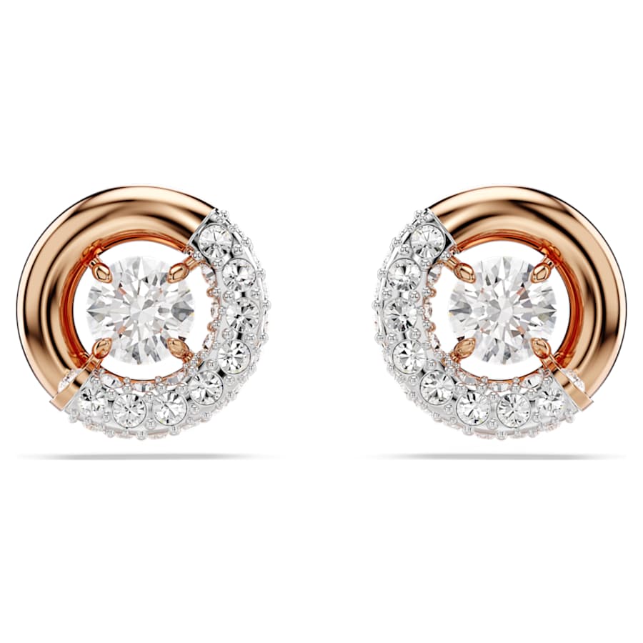 ARETES SWAROVSKI DEXTERA TALLA REDONDA, BLANCO, BAÑO TONO ORO ROSA