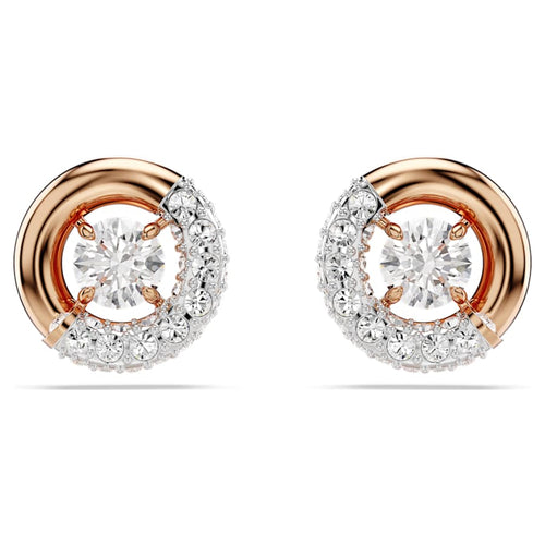 ARETES SWAROVSKI DEXTERA TALLA REDONDA, BLANCO, BAÑO TONO ORO ROSA
