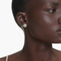 ARETES SWAROVSKI DEXTERA TALLA REDONDA, BLANCO, BAÑO TONO ORO ROSA