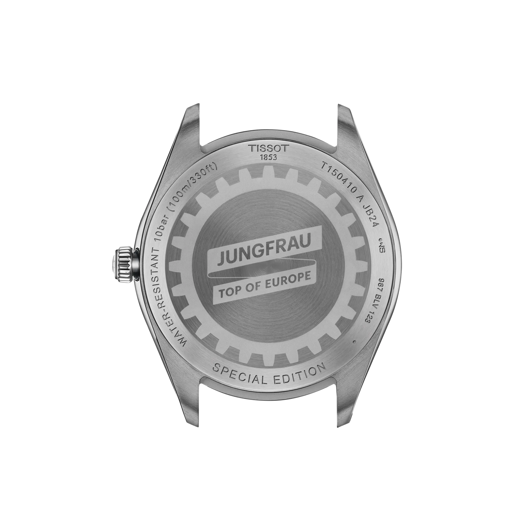 RELOJ TISSOT PR 100 JUNGFRAUBAHN, CUARZO, ESFERA GRIS, BRAZALETE DE ACERO, FECHA, 40 MM