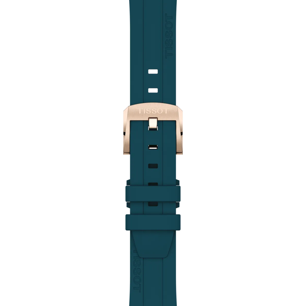 RELOJ TISSOT SEASTAR 1000, CUARZO, ESFERA TURQUESA, BRAZALETE DE CAUCHO TURQUESA, CRONCÓGRAFO, 38 MM