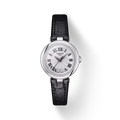 RELOJ TISSOT BELLISSIMA, CUARZO, ESFERA BLANCA, FAJA DE CUERO NEGRA, FECHA, 26 MM
