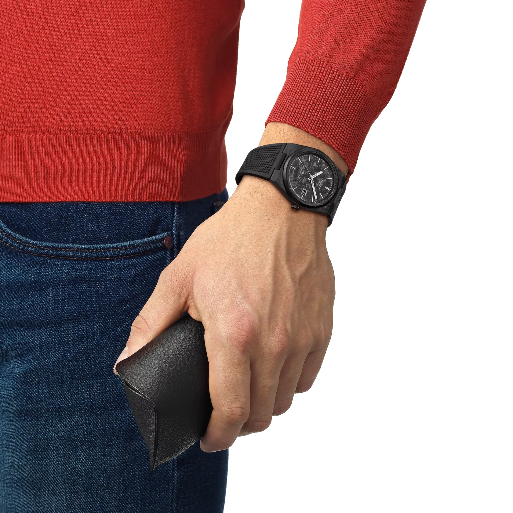 RELOJ TISSOT PRX, AUTOMCÁTICO, ESFERA NEGRA CARBCÓN, FAJA DE CAUCHO NEGRA, CARBCÓN, 40 MM