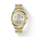 RELOJ TISSOT PR 100, CUARZO, ESFERA GRIS, BRAZALETE DE ACERO PVD, CRONCÓGRAFO, 40 MM