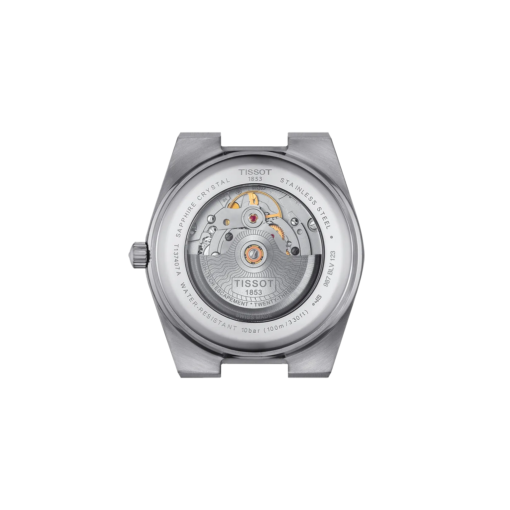 RELOJ TISSOT PRX, AUTOMCÁTICO, ESFERA AZUL, FAJA DE CAUCHO NEGRA, FECHA, 40 MM