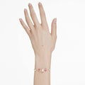 PULSERA SWAROVSKI GEMA CRYSTAL PEARLS, TALLAS MIXTAS, FLOR, ROSA, BAÑO TONO ORO, TALLA M
