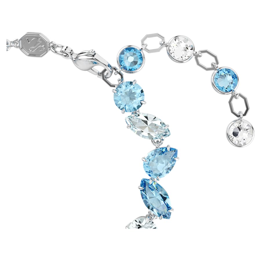PULSERA SWAROVSKI GEMA TALLAS MIXTAS, AZUL, BAÑO DE RODIO, TALLA M