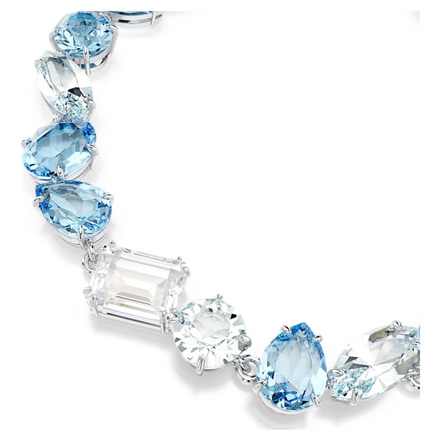 PULSERA SWAROVSKI GEMA TALLAS MIXTAS, AZUL, BAÑO DE RODIO, TALLA M