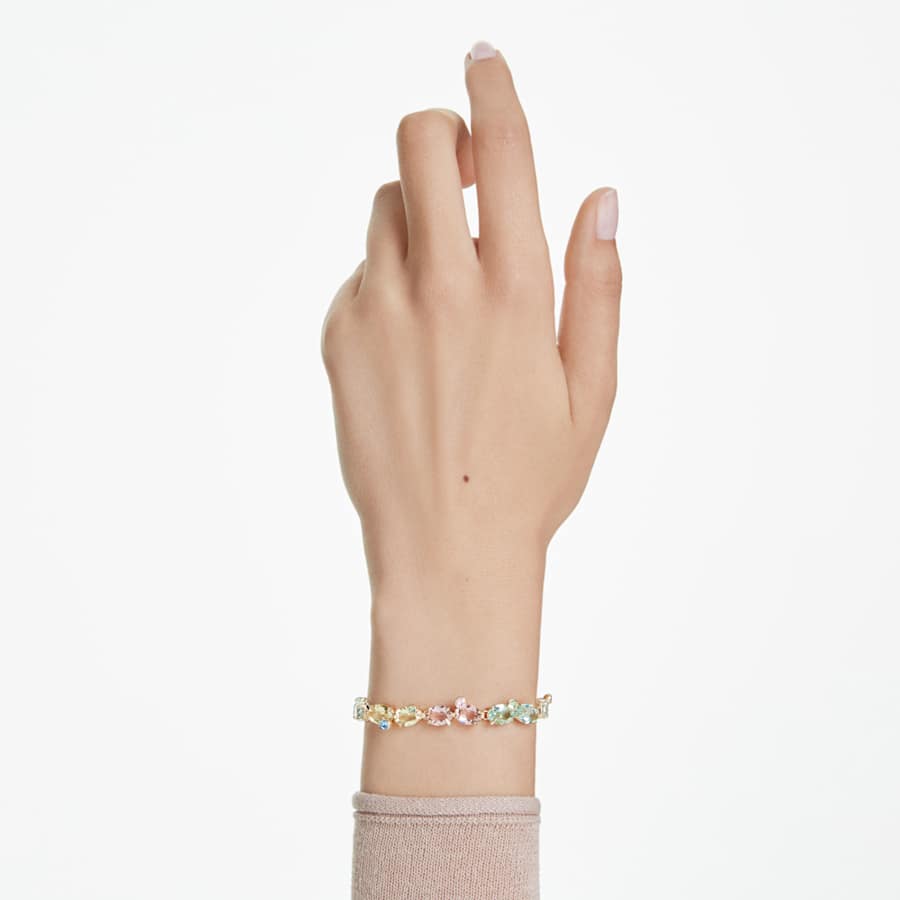 PULSERA SWAROVSKI TENNIS GEMA, TALLAS MIXTAS, MULTICOLOR, BAÑO TONO ORO, TALLA M