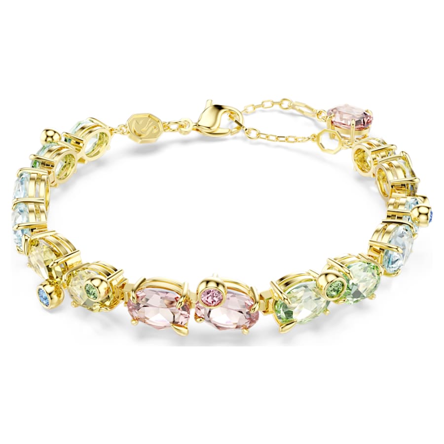 PULSERA SWAROVSKI TENNIS GEMA, TALLAS MIXTAS, MULTICOLOR, BAÑO TONO ORO, TALLA M