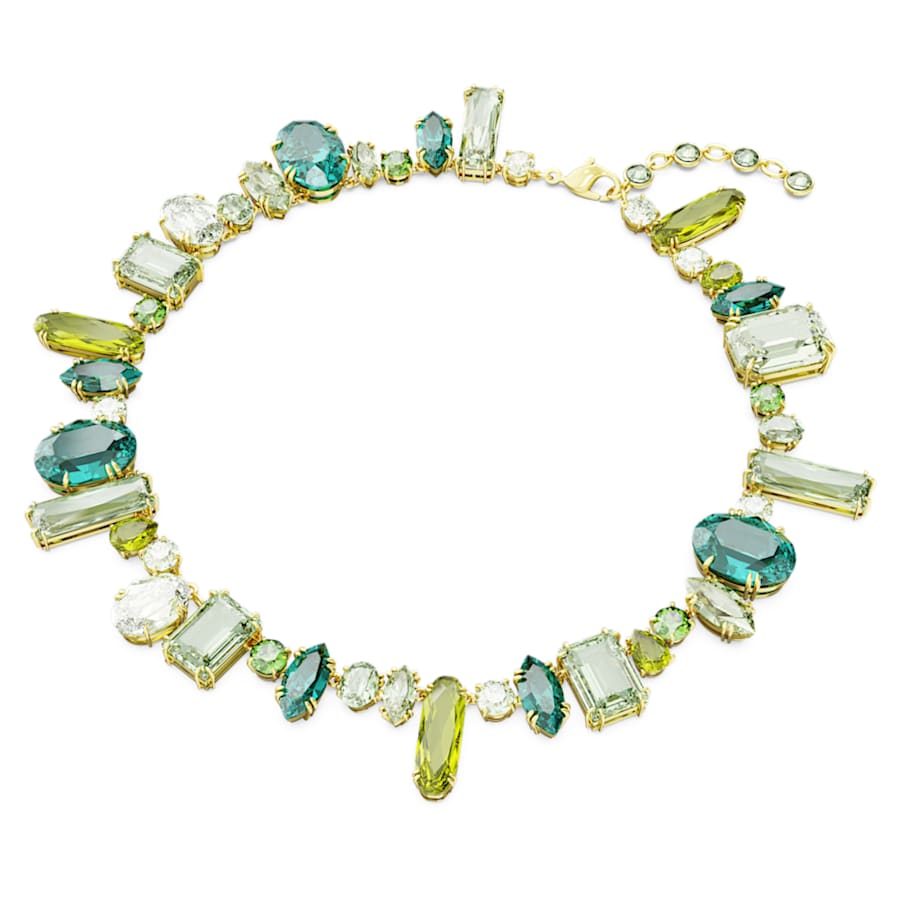 COLLAR SWAROVSKI GEMA TALLAS MIXTAS, VERDE, BAÑO TONO ORO