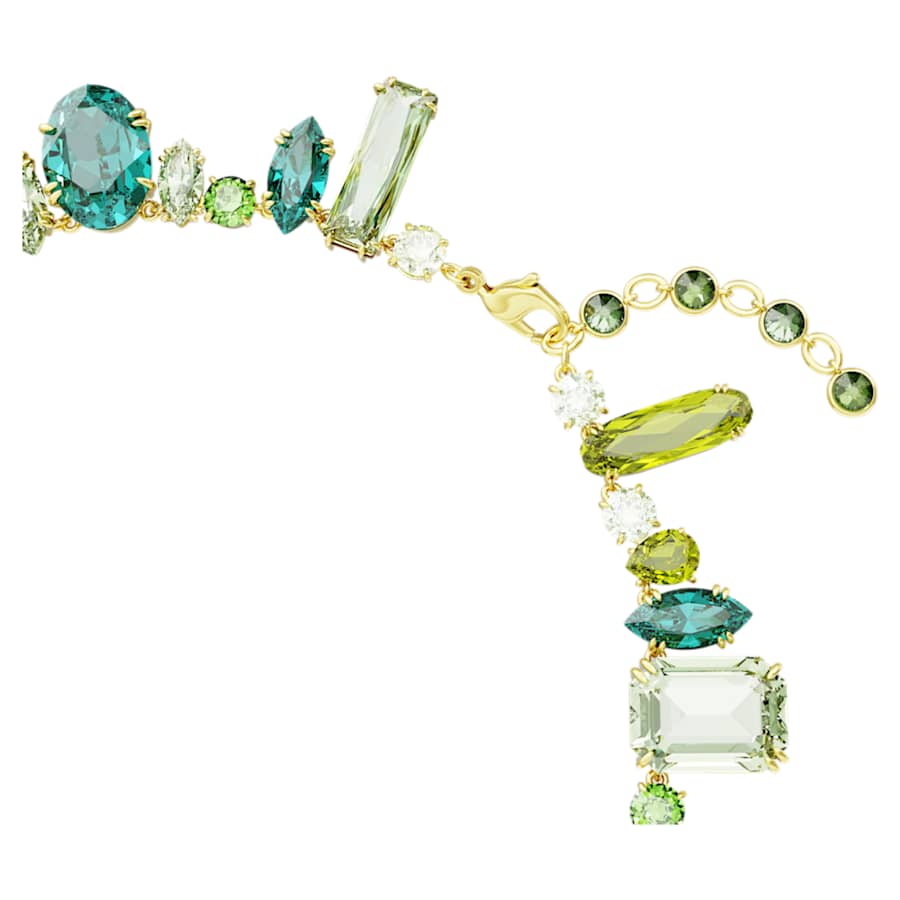 COLLAR SWAROVSKI GEMA TALLAS MIXTAS, VERDE, BAÑO TONO ORO