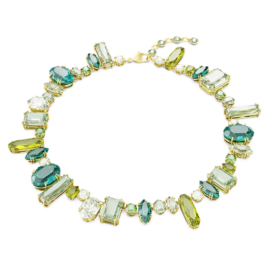COLLAR SWAROVSKI GEMA TALLAS MIXTAS, VERDE, BAÑO TONO ORO
