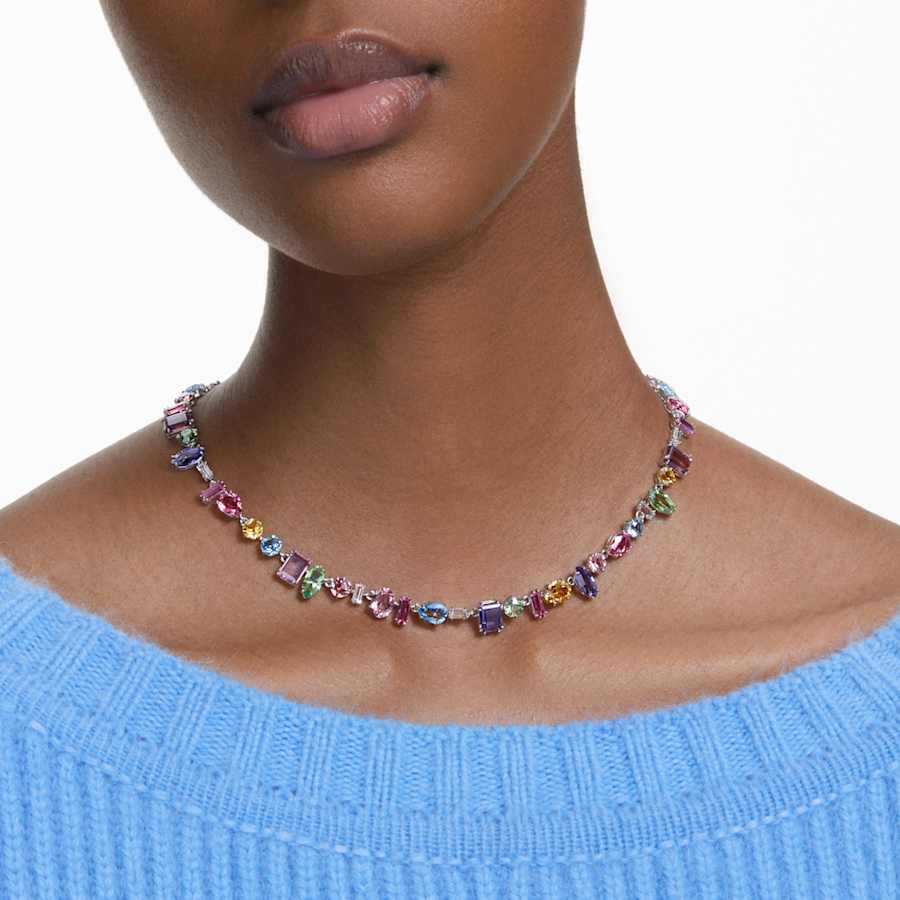 COLLAR SWAROVSKI GEMA TALLAS MIXTAS, MULTICOLOR, BAÑO DE RODIO