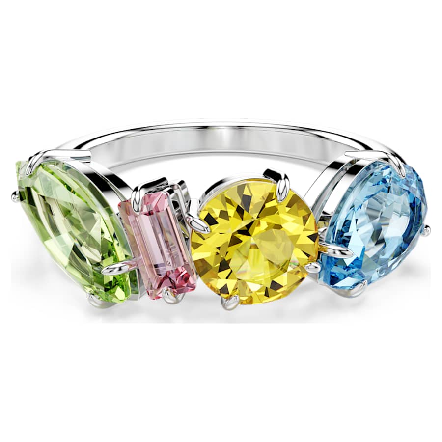 ANILLO SWAROVSKI GEMA TALLAS MIXTAS, MULTICOLOR, BAÑO DE RODIO, TALLA 50
