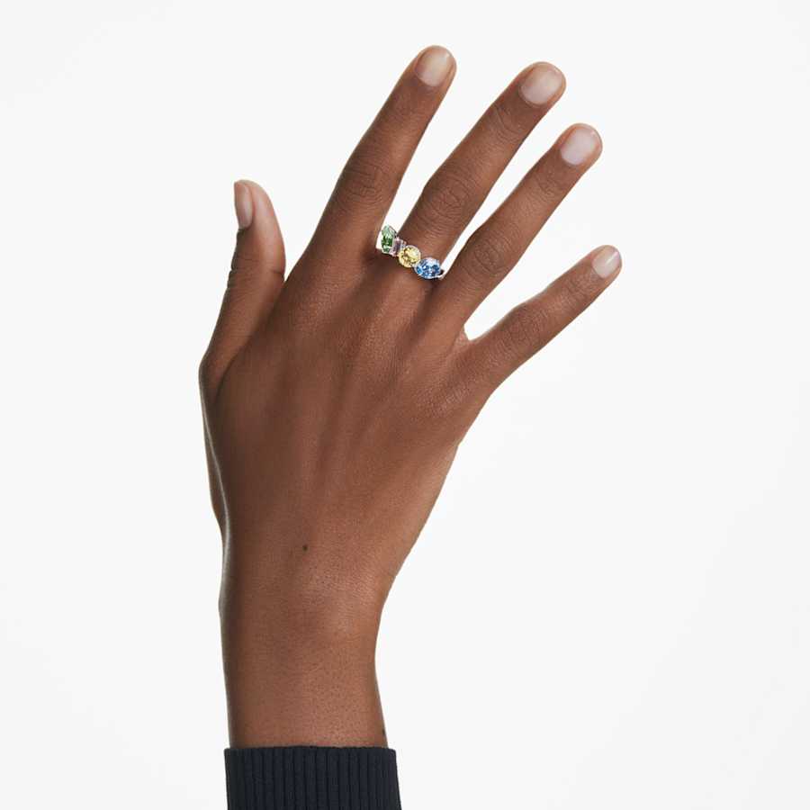 ANILLO SWAROVSKI GEMA TALLAS MIXTAS, MULTICOLOR, BAÑO DE RODIO, TALLA 50