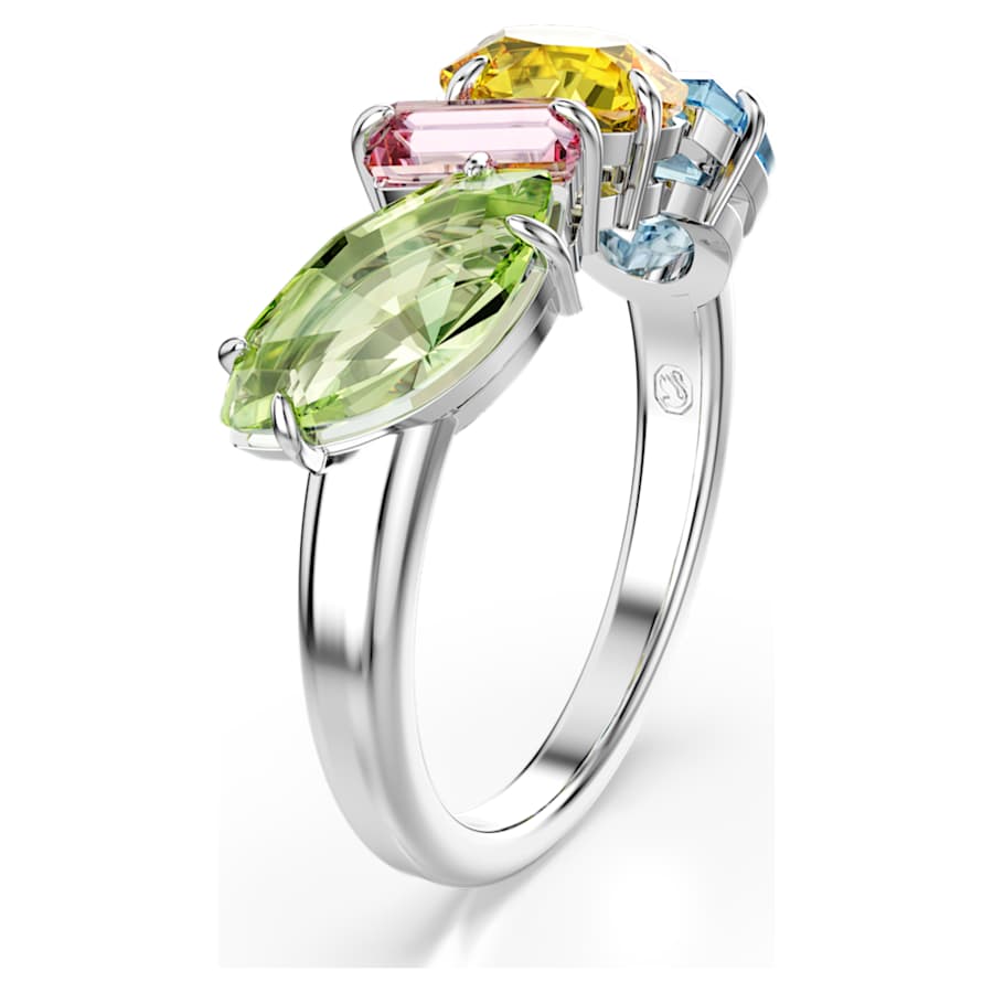 ANILLO SWAROVSKI GEMA TALLAS MIXTAS, MULTICOLOR, BAÑO DE RODIO, TALLA 50