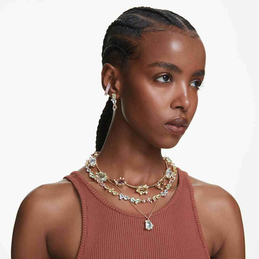 COLLAR SWAROVSKI GEMA TENNIS TALLAS MIXTAS, MULTICOLOR, BAÑO TONO ORO