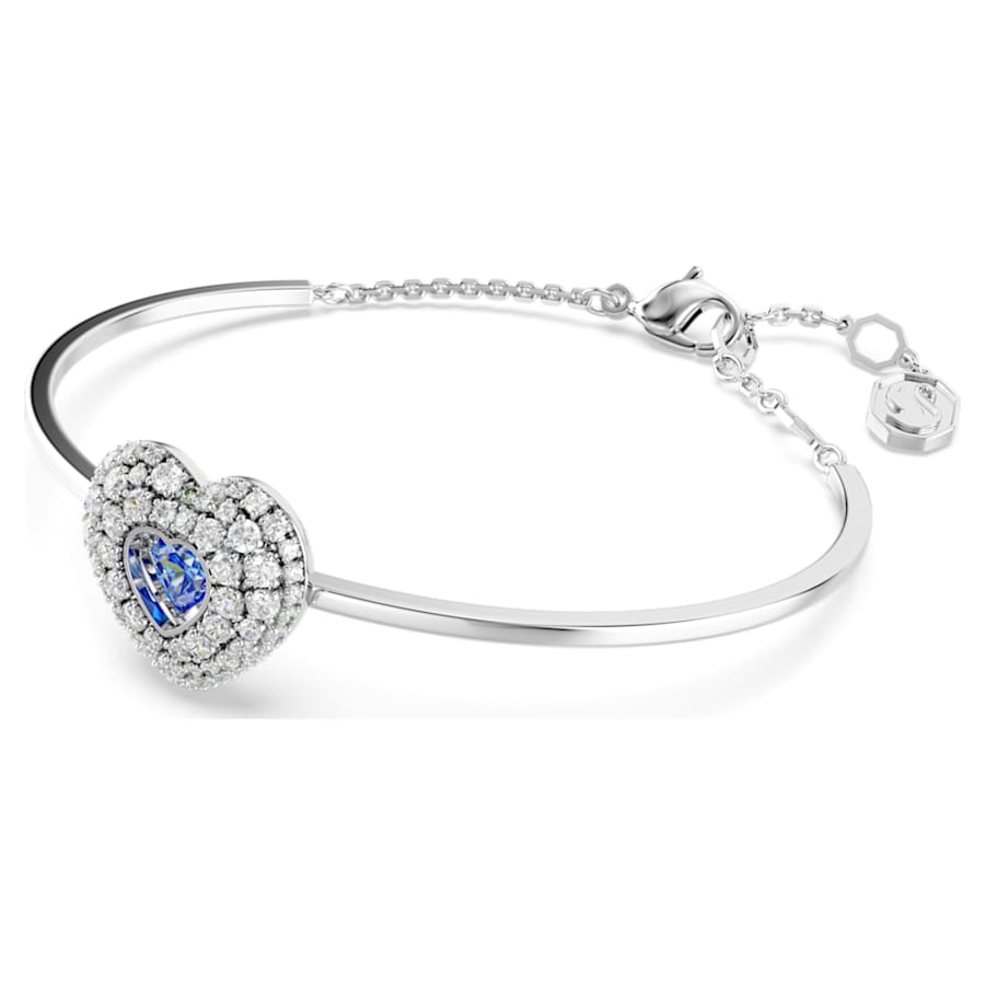 PULSERA SWAROVSKI SWAROVSKI HYPERBOLA CORAZCÓN, AZUL, BAÑO DE RODIO TALLA M