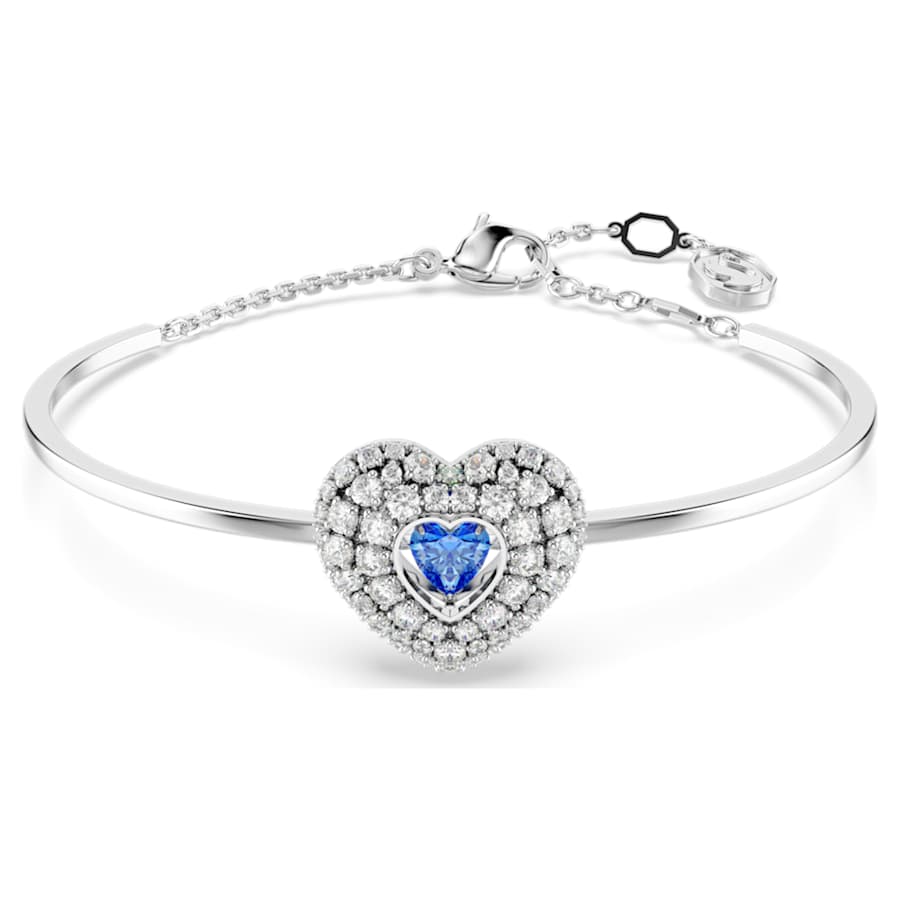 PULSERA SWAROVSKI SWAROVSKI HYPERBOLA CORAZCÓN, AZUL, BAÑO DE RODIO TALLA M
