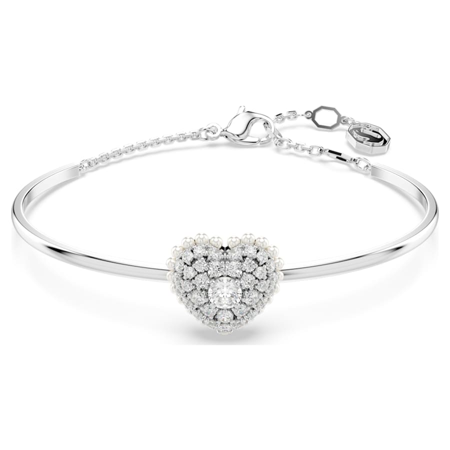 PULSERA SWAROVSKI HYPERBOLA CORAZCÓN, BLANCO, BAÑO DE RODIO, TALLA M