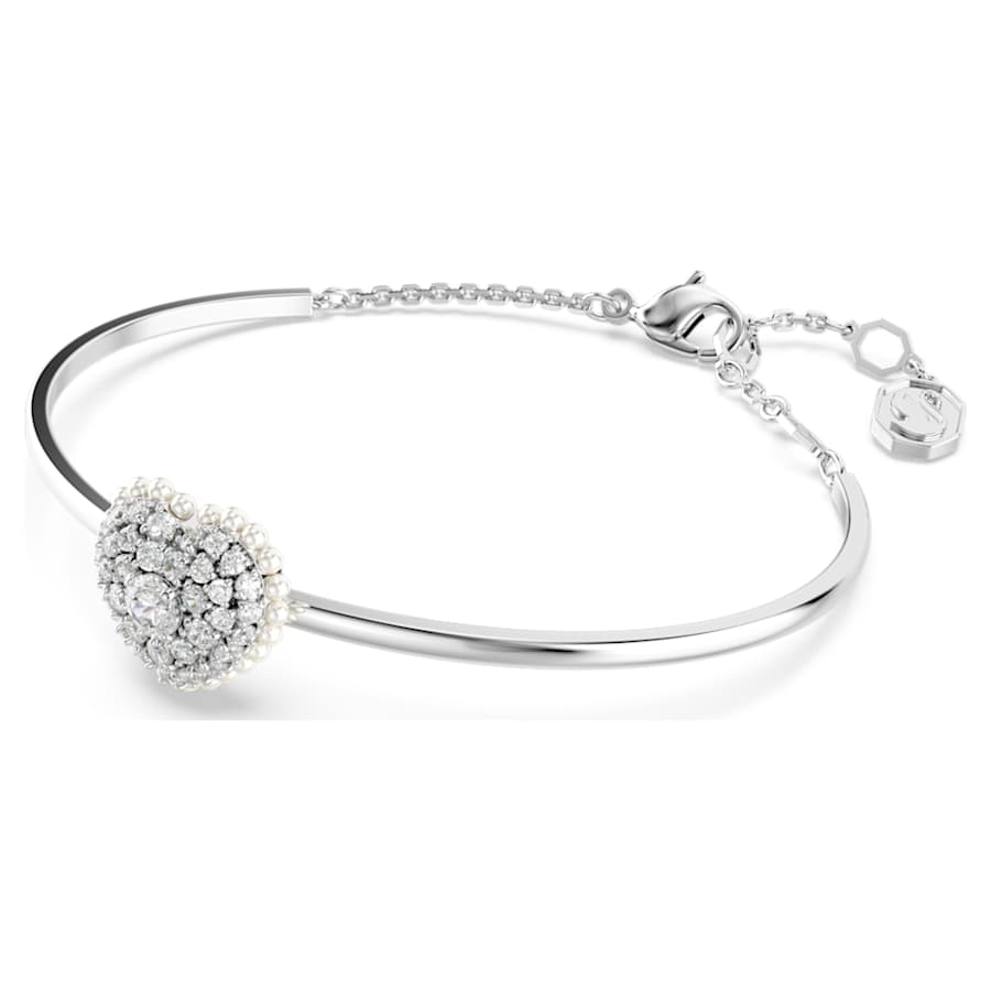 PULSERA SWAROVSKI HYPERBOLA CORAZCÓN, BLANCO, BAÑO DE RODIO, TALLA M