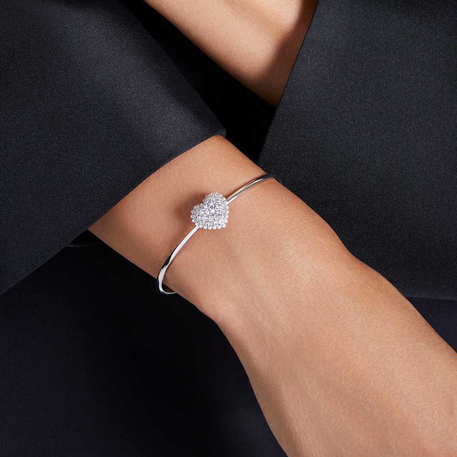 PULSERA SWAROVSKI HYPERBOLA CORAZCÓN, BLANCO, BAÑO DE RODIO, TALLA M