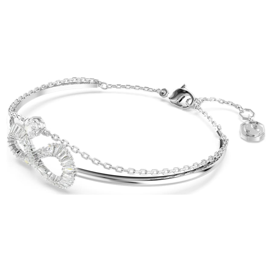 PULSERA SWAROVSKI HYPERBOLA, DISEÑO SOFT, BLANCO, BAÑO DE RODIO, TALLA M