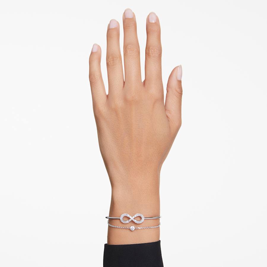 PULSERA SWAROVSKI HYPERBOLA, DISEÑO SOFT, BLANCO, BAÑO DE RODIO, TALLA M