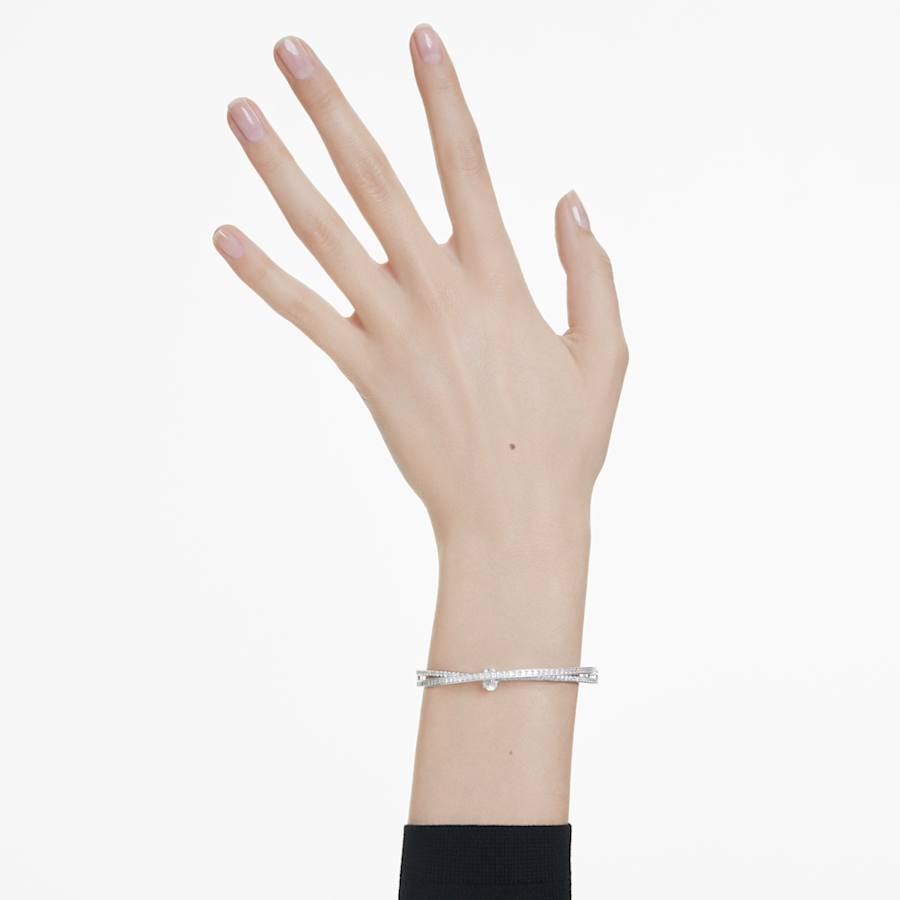 PULSERA SWAROVSKI HYPERBOLA TALLAS MIXTAS, BLANCO, BAÑO DE RODIO, TALLA L