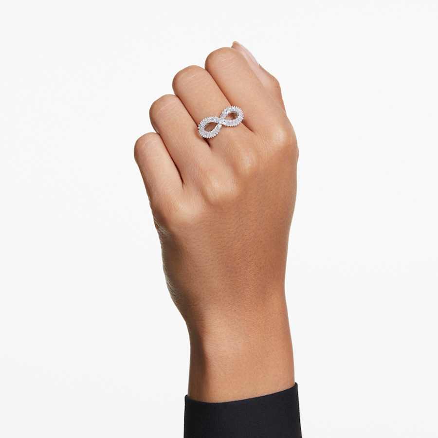 ANILLO SWAROVSKI HYPERBOLA MINI, BLANCO, BAÑO DE RODIO