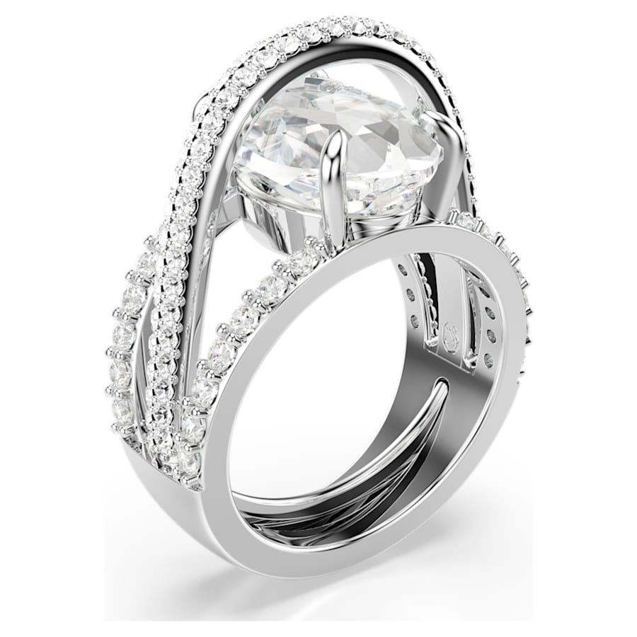 ANILLO SWAROVSKI  HYPERBOLA TALLAS MIXTAS, BLANCO, BAÑO DE RODIO, TALLA 55-60