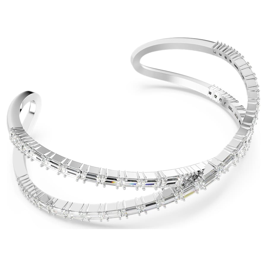 PULSERA SWAROVSKI HYPERBOLA, DISEÑO CUFF, BLANCO, BAÑO DE RODIO, TALLA M