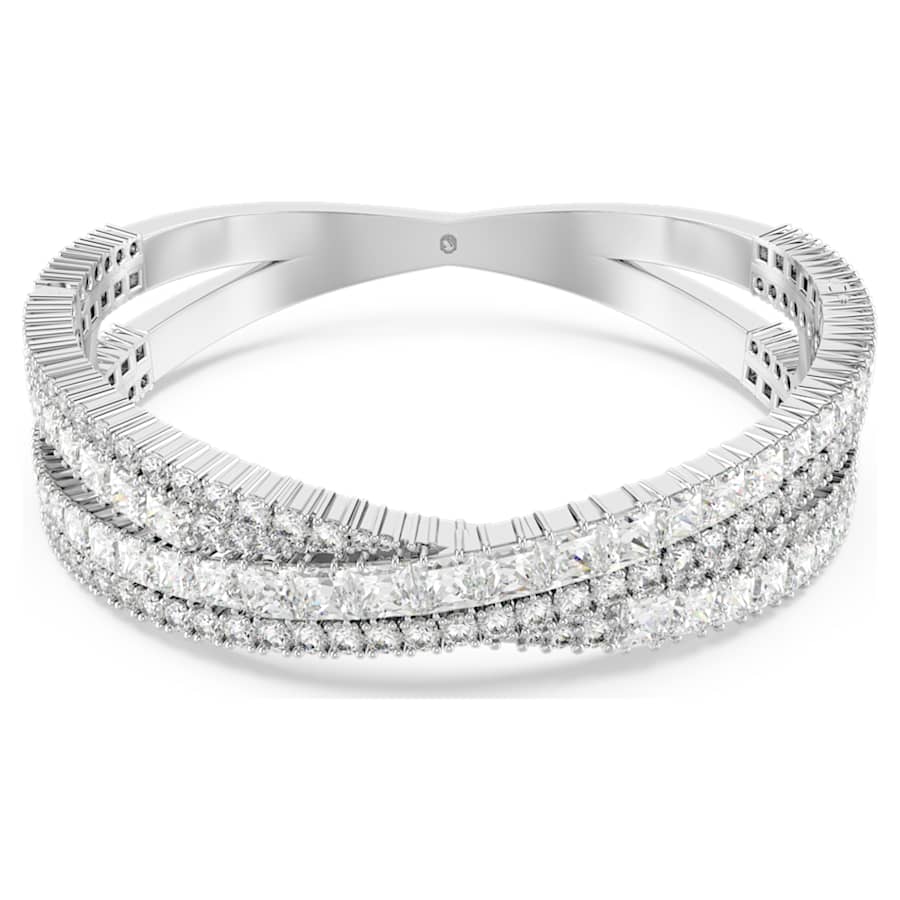 PULSERA SWAROVSKI HYPERBOLA, DISEÑO CUFF, BLANCO, BAÑO DE RODIO, TALLA M