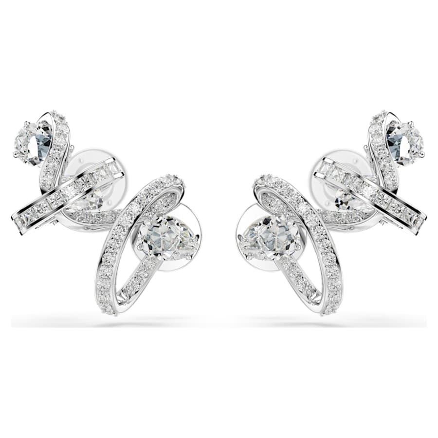 ARETES SWAROVSKI HYPERBOLA TALLAS MIXTAS, BLANCO, BAÑO DE RODIO