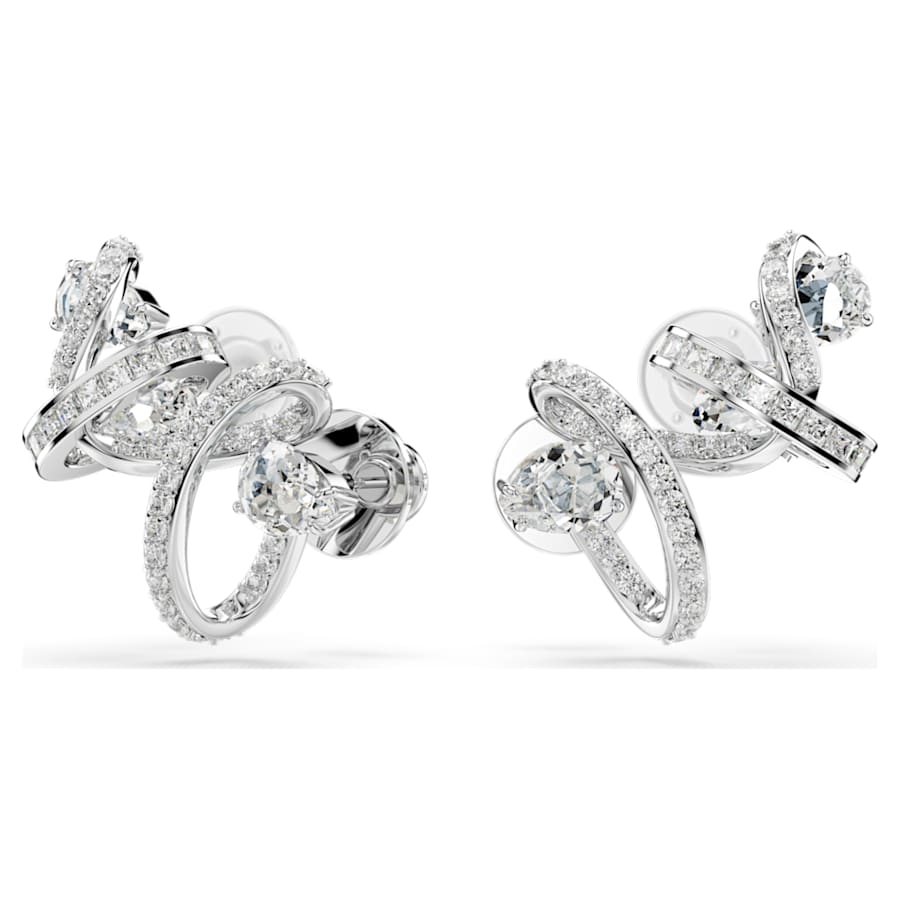 ARETES SWAROVSKI HYPERBOLA TALLAS MIXTAS, BLANCO, BAÑO DE RODIO