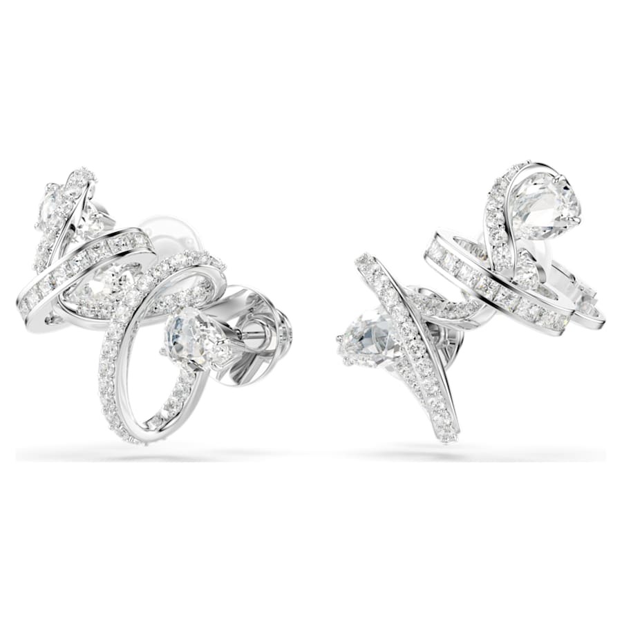 ARETES SWAROVSKI HYPERBOLA TALLAS MIXTAS, BLANCO, BAÑO DE RODIO